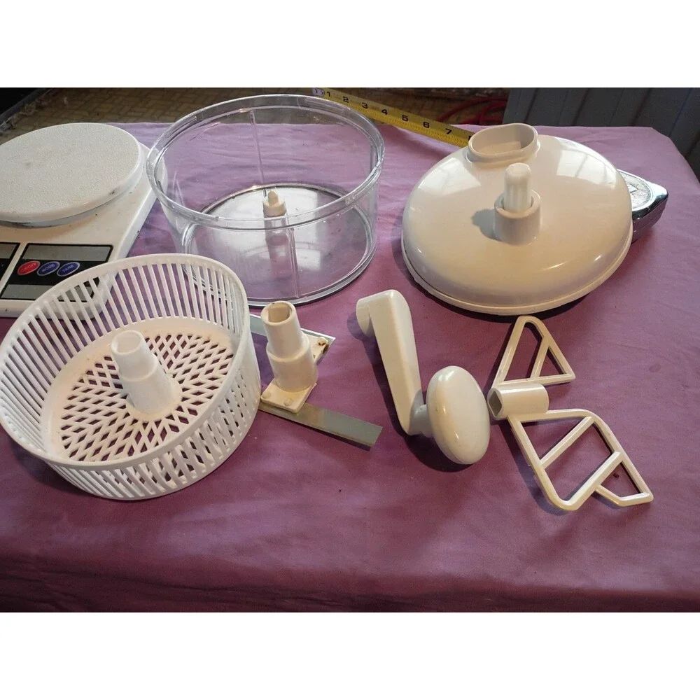 Vintage Manual Food Processor Salad Spinner Hand Crank Chopper Mixer Bowl